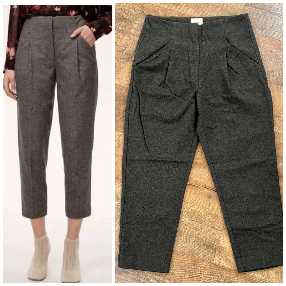 Wilfred Aritzia Chambery Grey Wool & Cashmere Trouser Tailored Crop Pants Size 4